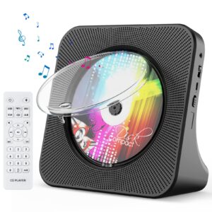 gueray portable cd player, bluetooth cd kpop player for desktop with hifi sound speaker, fm radio cd music player for home with remote control, dust cover, led screen, support aux/usb, headphone jack