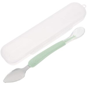 toddmomy 1pcs double head baby spoon,silicone baby fruit scraping mud spoon feeding spoons training spoon gift set for infants baby,green