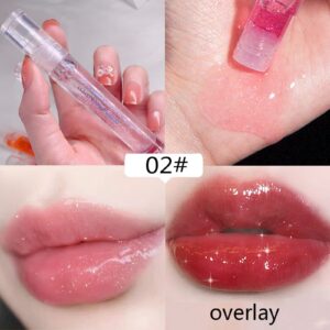 Natural Hydrating Shimmery Lip gloss set, Waterproof Long Lasting Moisturizing Lip Care Lip Oil Gloss, Diamond Transparent Shimmer Hydrating & Plumping Lip Tint for Women and Girls (4PCS)