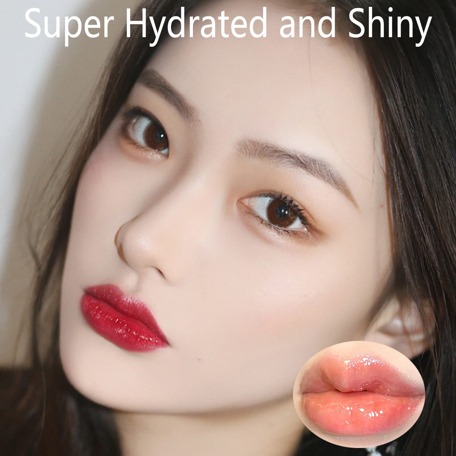 Natural Hydrating Shimmery Lip gloss set, Waterproof Long Lasting Moisturizing Lip Care Lip Oil Gloss, Diamond Transparent Shimmer Hydrating & Plumping Lip Tint for Women and Girls (4PCS)