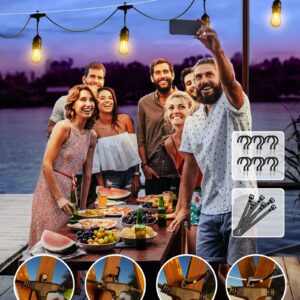 Brightown 52FT LED Outdoor String Lights with 3 Lighting Modes, Outside Dimmable Patio Lights with Timer, Waterproof Hanging Lights for Outside Garden Yard Balcony Backyard Cafe