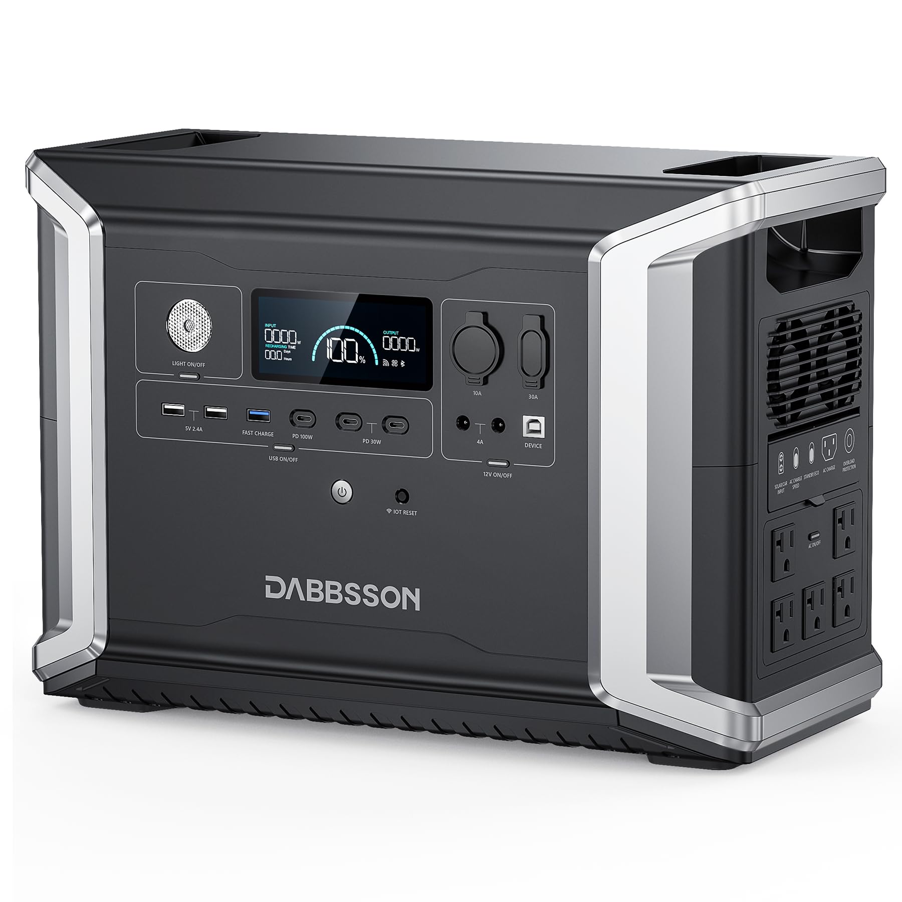 Dabbsson Portable Power Station DBS2300, 2330Wh EV Semi-solid State LiFePO4 Home Battery Backup, Max 8330Wh, 5×2200W AC Outlets, Solar Generator for Camping, Home Backup, Emergency, RV