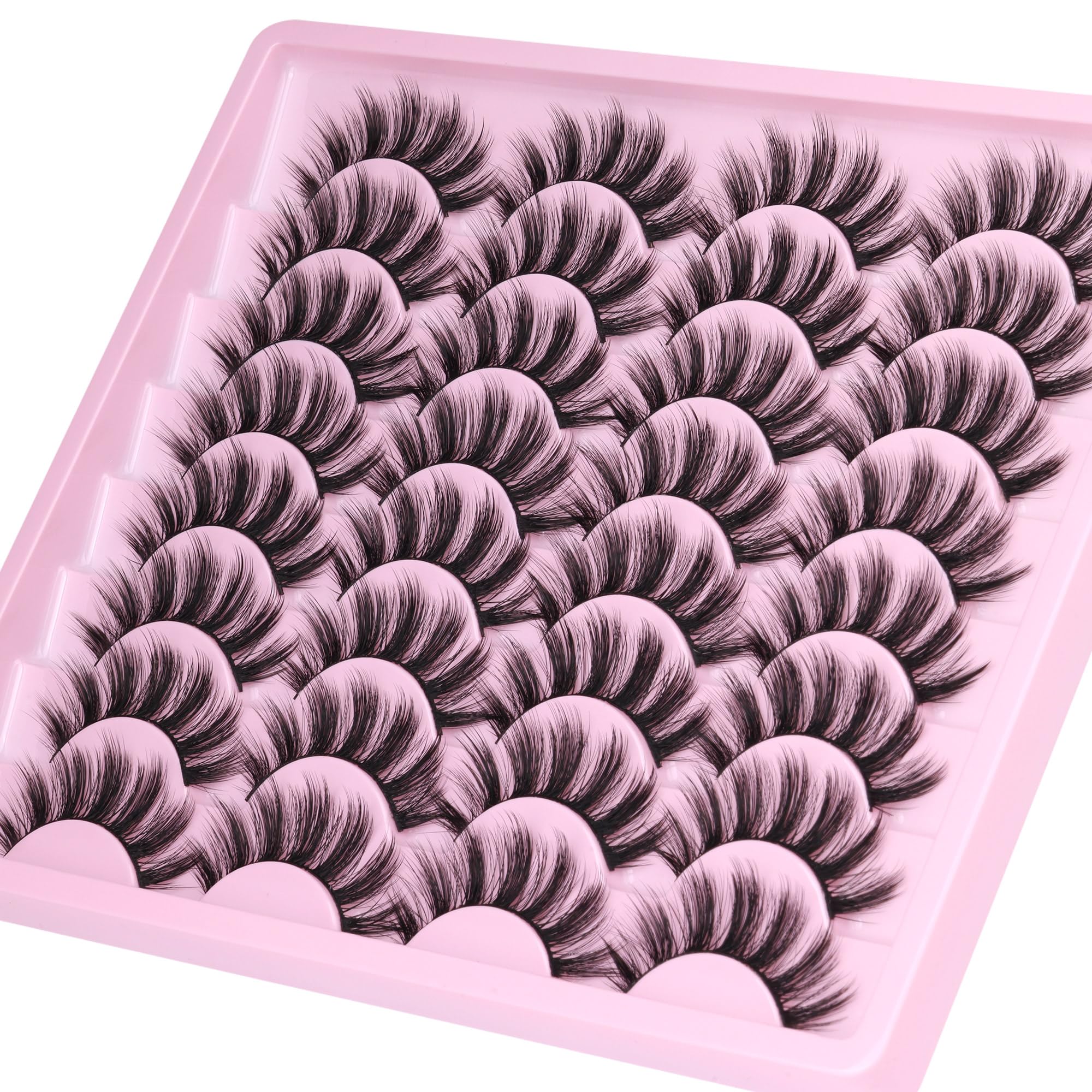 Fluffy Lashes Wispy False Eyelashes 15mm Cat Eye Russian Strip Lashes D Curl Faux Mink Eyelashes 16 Pairs by Zegaine