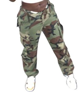 trgpsg women's cargo pants, fashion cargo elastic waistband sweatpants, techwear camo pants with multi-pocket 2039 c29 camo 18