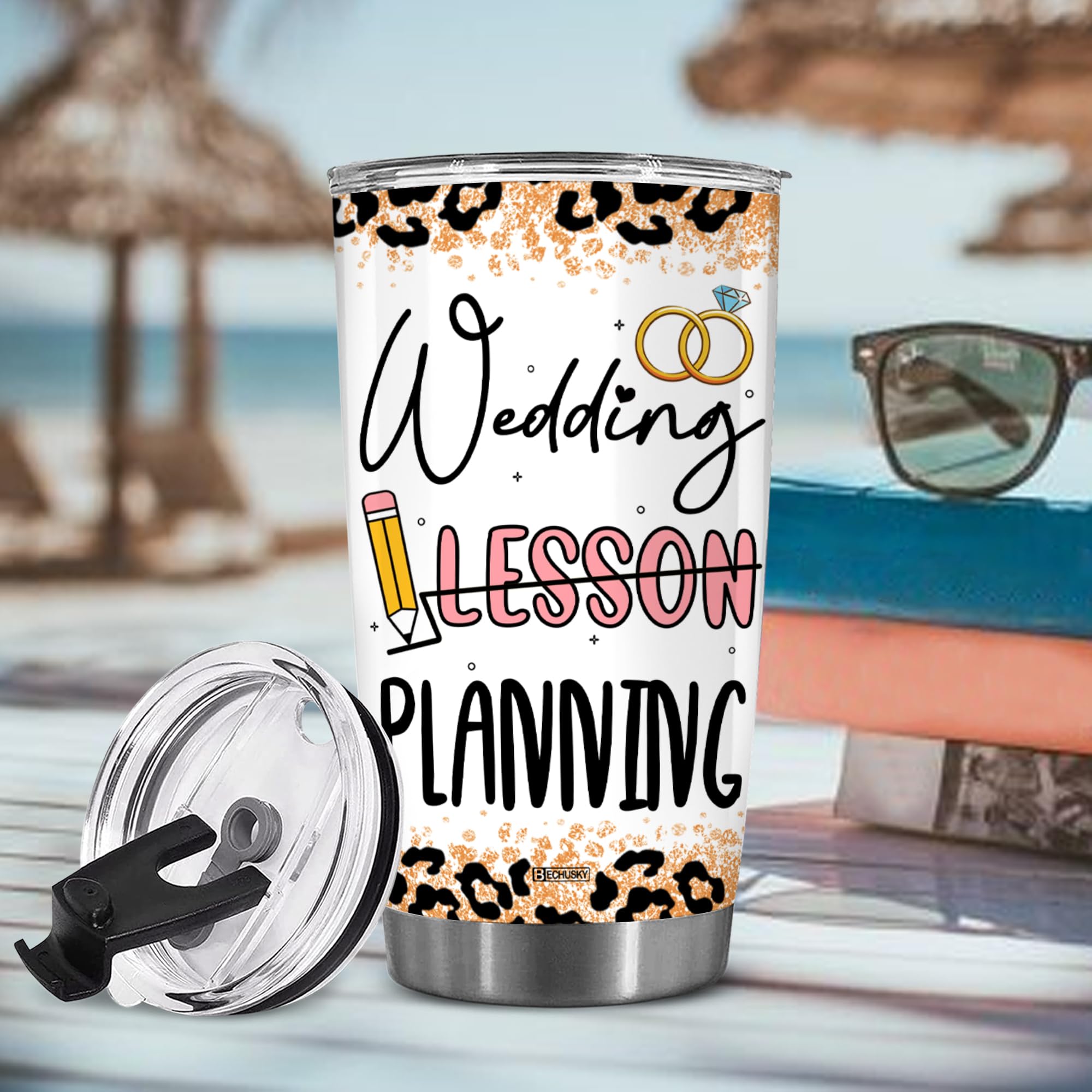 BECHUSKY Teacher Wedding Gifts - Wedding Lesson Planning Tumbler, Engaged Teacher Tumbler, Soon To Be Bride Gifts, Wedding Planning Gifts for Bride Mrs Tumbler, Wedding Planning Cup, Engaged for Her