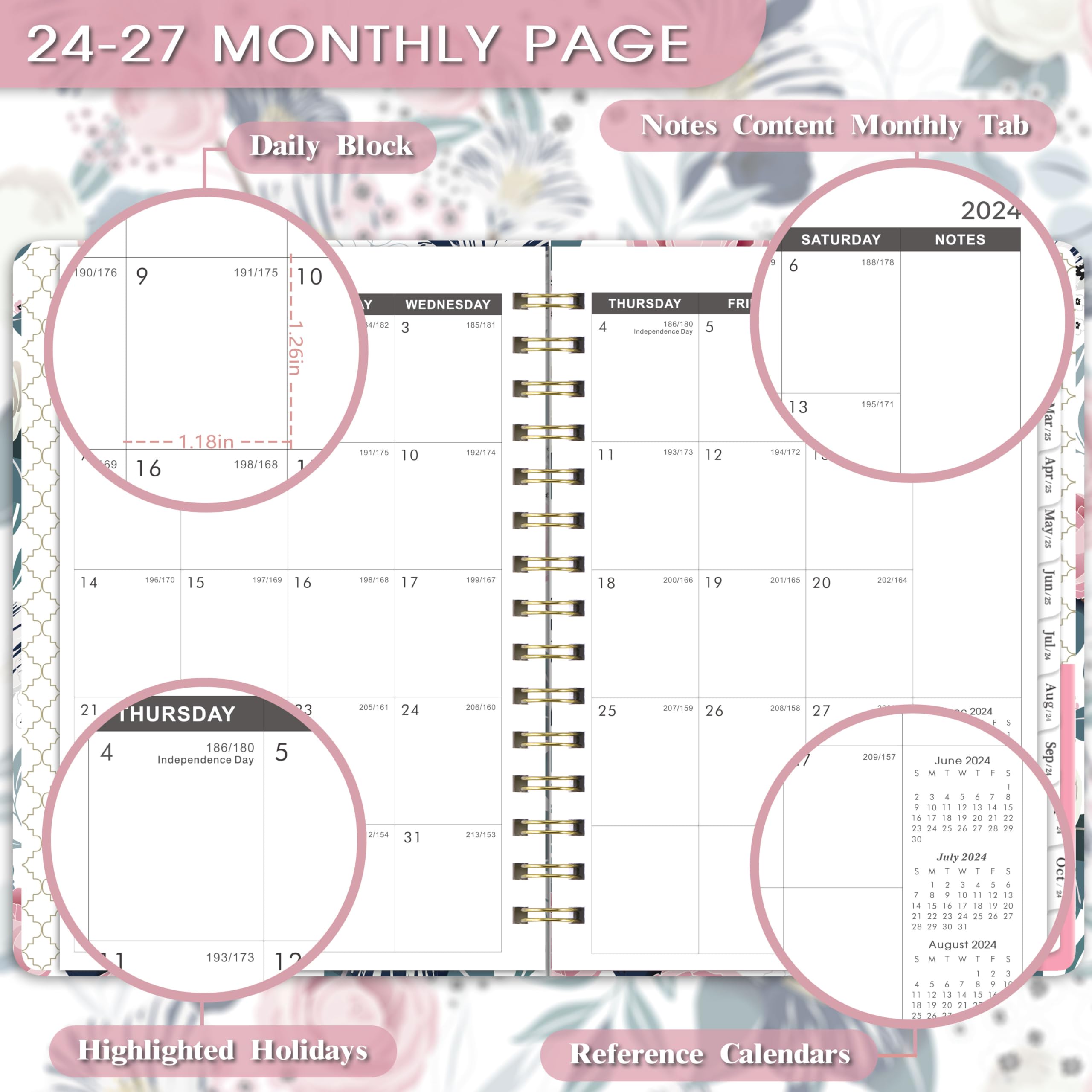 2024-2027 Monthly Planner/Monthly Calendar - 3 Year Monthly Planner 2024-2027, JUL 2024 - DEC 2027, 6.3" x 8.4", 36 Monthly Planner, 3 Year Planner