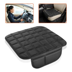 Trobo Seat Cushion, Non-Slip PU Leather Car Support Pillow for Driving Seat with 2 Pocket Organizer, Memory Foam Comfort Chair Pad Protector for Lower Back Pain Relief, for Long Trips, Home & Office