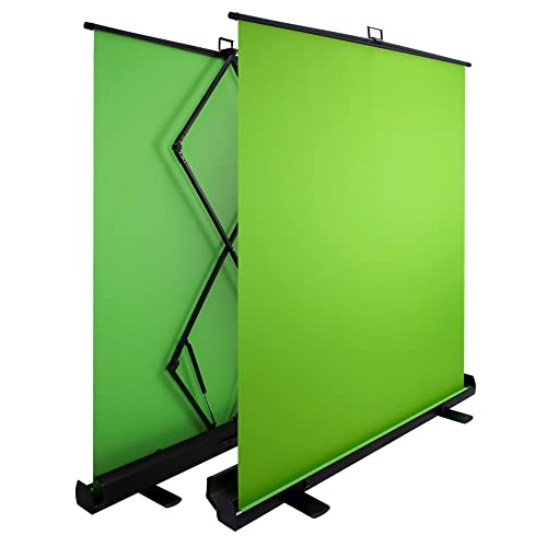 87 inches Extra Wide Large Collapsible Chromakey Panel Green Screen for Photo Backdrop and Streaming - Portable Pull Up, Solid Aluminum Base Wrinkle-Resistant Fabric, Auto-Locking Air Cushion Frame