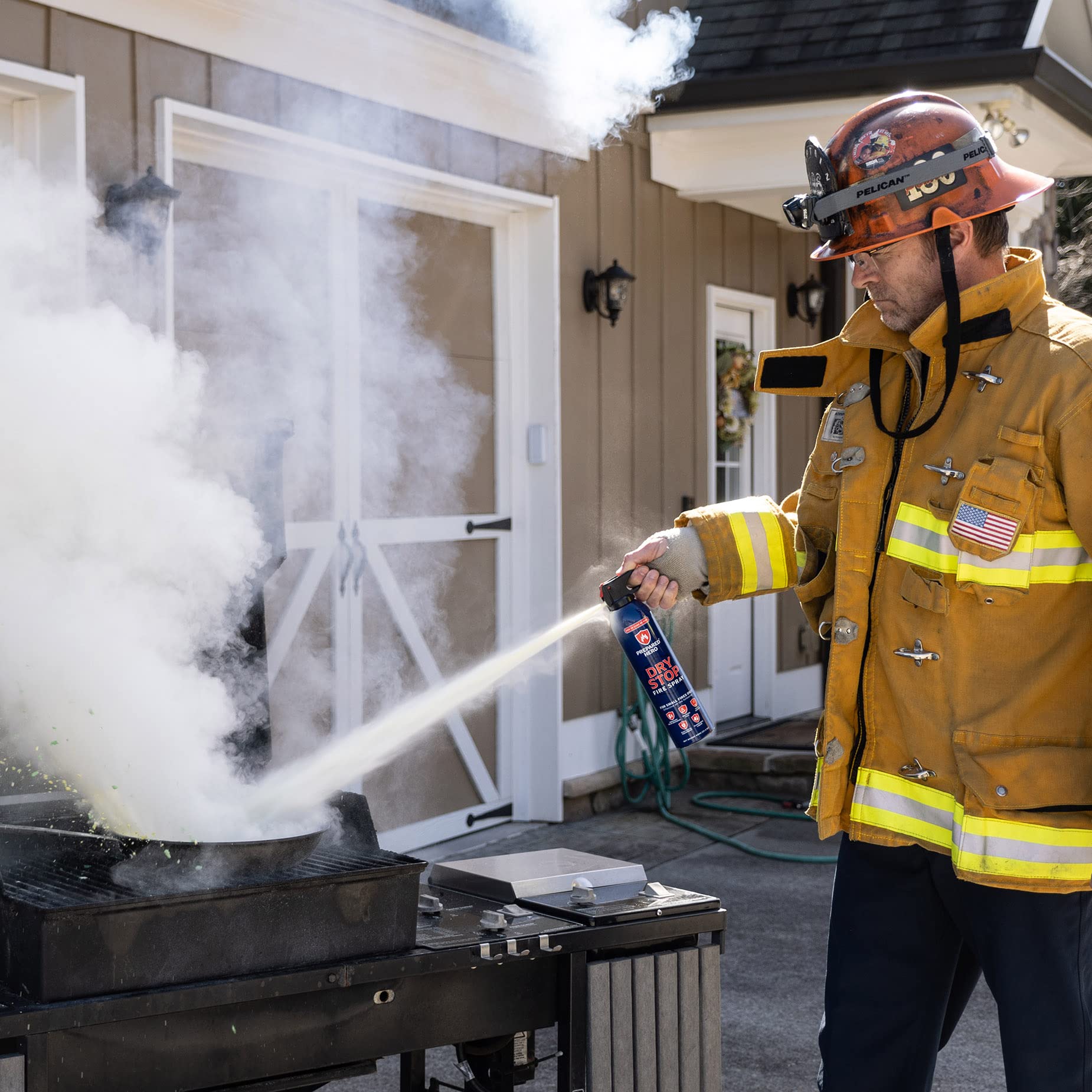 Dry Stop Fire Spray by Prepared Hero - 4 Pack - Portable Fire Extinguisher for Home, Car, Garage, Kitchen - Works on Electrical, Grease, Battery Fires & More - Compact, Easy to Use