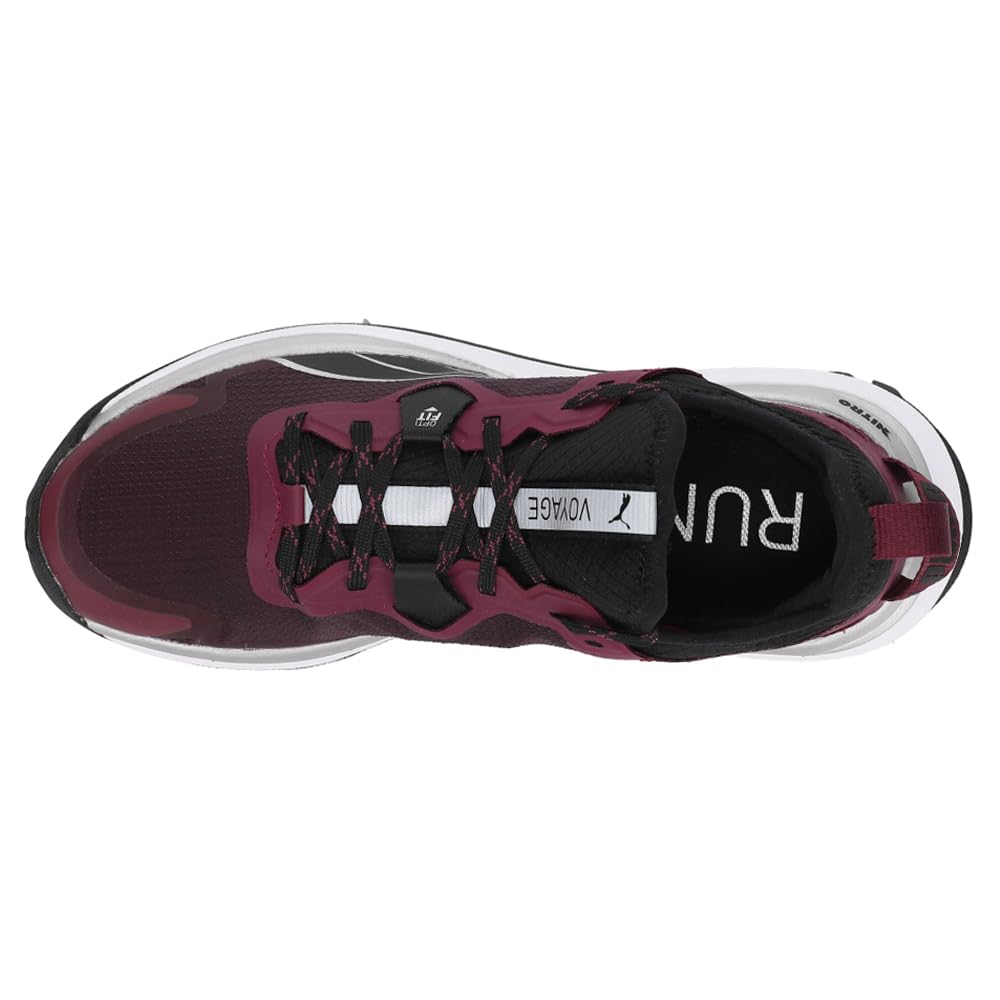 Puma Womens Voyage Nitro Running Sneakers Shoes - Black, Burgundy - Size 8 M