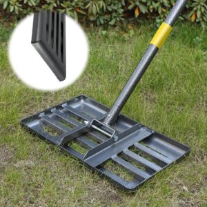 lawn leveling rake with smooth edge,heavy duty 17"x10" lawn leveling rake with 5ft adjustable handle for yard garden lawn leveling, soil sand spreading dirt top dressing, small lawn level tool
