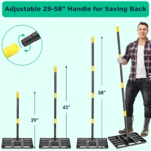 Lawn Leveling Rake with Smooth Edge,Heavy Duty 17"x10" Lawn Leveling Rake with 5FT Adjustable Handle for Yard Garden Lawn Leveling, Soil Sand Spreading Dirt Top Dressing, Small Lawn Level Tool