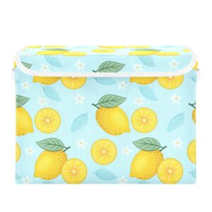 tatenale collapsible storage bins with lids decorative fabric storage cubes closet organizer and storage basket boxes containers for clothes box chest nursery folding rectangle lemon light blue