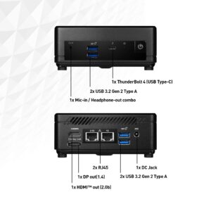 MSI Cubi 5 Mini PC: Intel Core i7-12550U, 16GB DDR4 (2x8GB) 2666MHz, 512GB SSD, WiFi 6E, BT 5.2, Thunderbolt Type-C, Dual Display, Energy Efficient, Black, Windows 11Pro: 12M-027US