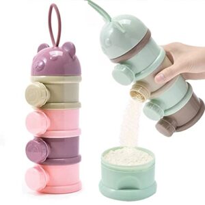 manwetye 2 pcs 4-layer baby milk powder dispenser, stackable formula container for travel, portable snack storage box