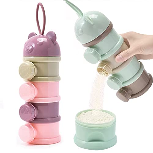 Manwetye 2 PCS 4-Layer Baby Milk Powder Dispenser, Stackable Formula Container for Travel, Portable Snack Storage Box