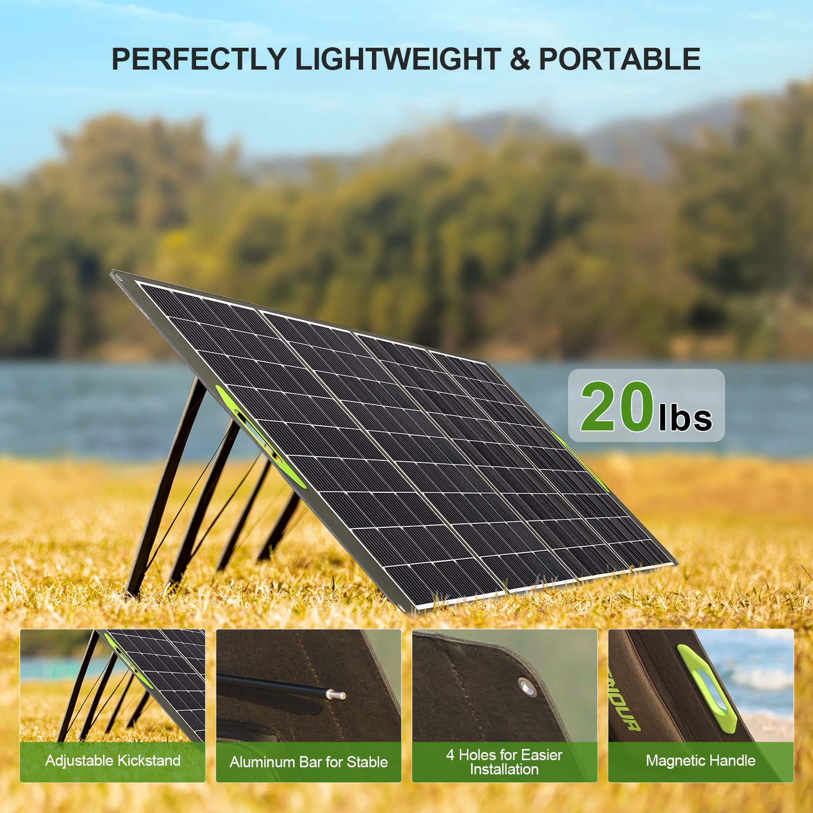 EENOUR 400W Portable Solar Panels, 39V MC4 Output Monocrystalline Foldable High Efficiency, Parallel/Series Supported, Solar Panel Kit for Power Station Outdoor RV Camper Blackout Emergency