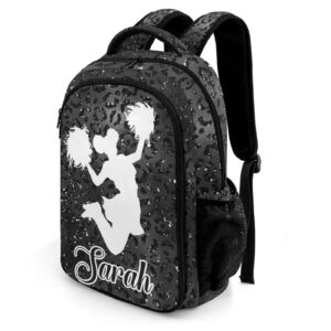 Anneunique Custom Cheerleader Backpack Custom Multifunctional Waterproof Laptop Bag for Travel Gift Cheer Black Bling Print