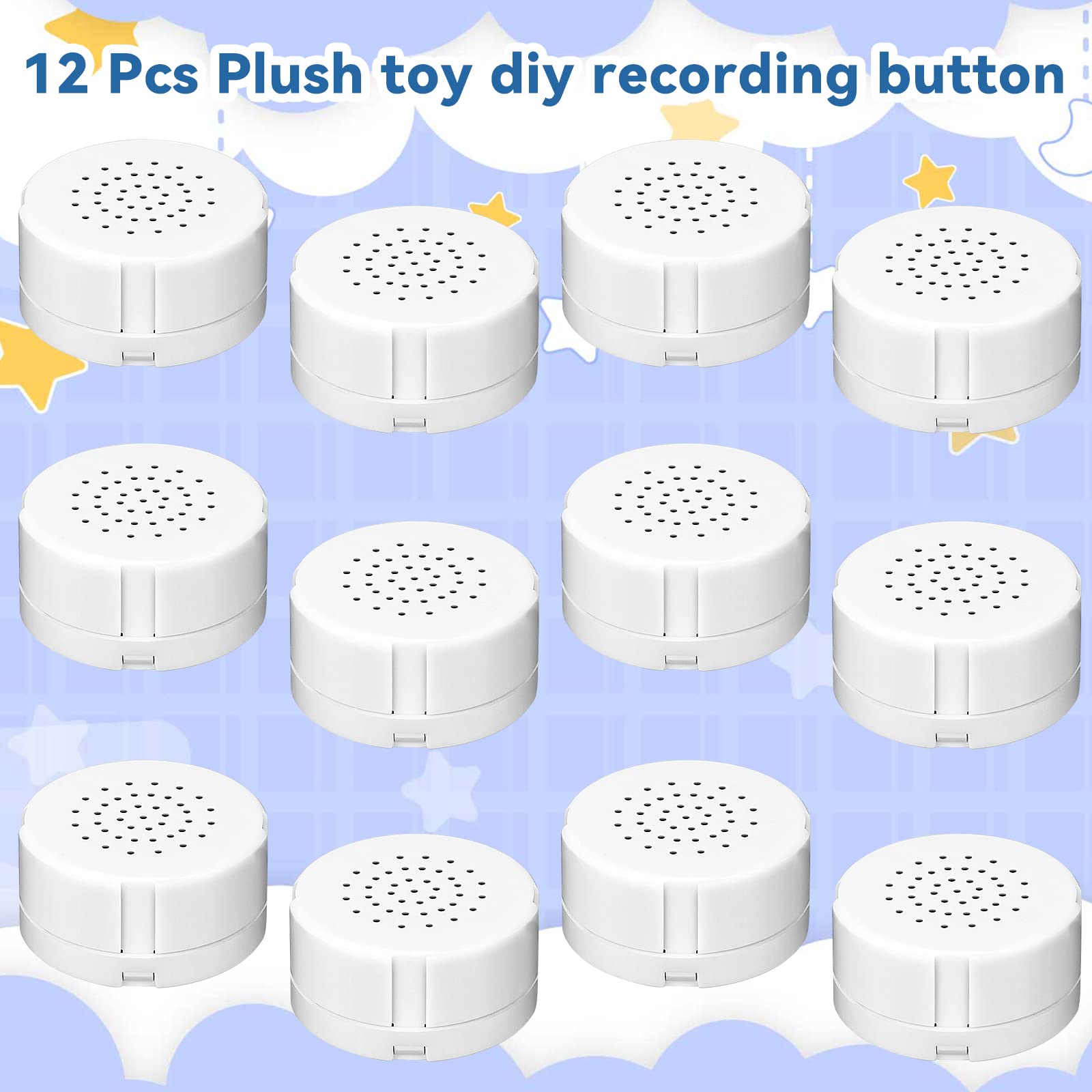 12 Pcs Voice Recorder for Stuffed Animal, Sound Recorder Music Recordable Sound Module Recording Device Record Custom Message for Plush Toy Doll Stuffed Bear Pillow, Battery Included (20 Second)