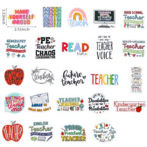 Sabary 100 Pcs Teachers' Day Stickers Waterproof Teaching Decals Teacher Appreciation Stickers for Adult Teacher Stickers for Laptop Inspirational Quotes Stickers for Water Bottle Scrapbooking Journal