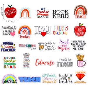 Sabary 100 Pcs Teachers' Day Stickers Waterproof Teaching Decals Teacher Appreciation Stickers for Adult Teacher Stickers for Laptop Inspirational Quotes Stickers for Water Bottle Scrapbooking Journal