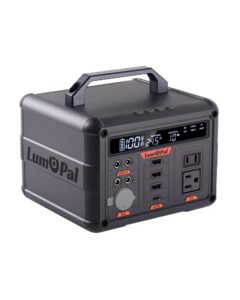 portable power station 300w, lumopal 298wh solar generator ip63 waterproof super quiet with pd 100w usb-c/ 120v ac pure sine wave outlet, backup lithium battery for camping home blackout (500w peak)