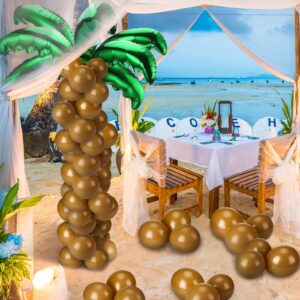 100 Pcs Palm Tree Leaves Balloons Coconut Balloons Set 10 Pcs Foil Green Coconut Tree Leaves Balloon 90 Pcs Brown Latex Balloons for Hawaii Luau Tropical Party Birthday Baby Shower (Simple Color)