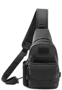 zuguow outdoor tactical sling backpack, sports bag shoulder strap bag backpack tactical bag, cycling hiking. (black)
