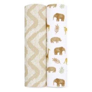 aden + anais essentials swaddle blanket, muslin blankets for girls & boys, baby receiving swaddles, newborn gifts, infant shower items, 2 pack, tanzania