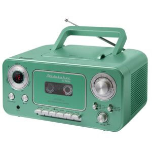 studebaker bluetooth portable stereo cd, am/fm stereo radio and cassette player/recorder (teal & silver)