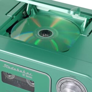 Studebaker Bluetooth Portable Stereo CD, AM/FM Stereo Radio and Cassette Player/Recorder (Teal & Silver)