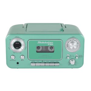 Studebaker Bluetooth Portable Stereo CD, AM/FM Stereo Radio and Cassette Player/Recorder (Teal & Silver)