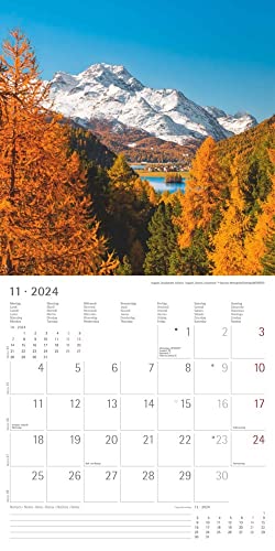 Alpen 2024 - Brochure Calendar 30 x 30 cm (30 x 60 Open) - Calendar with Space for Notes - The Alps - Picture Calendar - Wall Planner - Nature Calendar