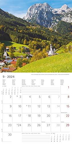 Alpen 2024 - Brochure Calendar 30 x 30 cm (30 x 60 Open) - Calendar with Space for Notes - The Alps - Picture Calendar - Wall Planner - Nature Calendar