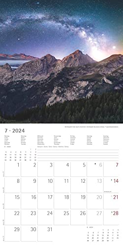 Alpen 2024 - Brochure Calendar 30 x 30 cm (30 x 60 Open) - Calendar with Space for Notes - The Alps - Picture Calendar - Wall Planner - Nature Calendar