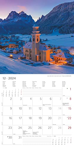 Alpen 2024 - Brochure Calendar 30 x 30 cm (30 x 60 Open) - Calendar with Space for Notes - The Alps - Picture Calendar - Wall Planner - Nature Calendar