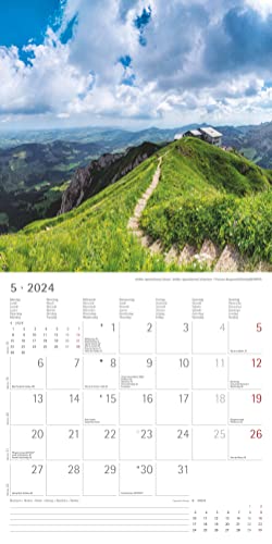 Alpen 2024 - Brochure Calendar 30 x 30 cm (30 x 60 Open) - Calendar with Space for Notes - The Alps - Picture Calendar - Wall Planner - Nature Calendar