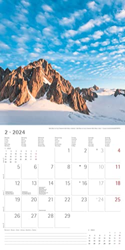 Alpen 2024 - Brochure Calendar 30 x 30 cm (30 x 60 Open) - Calendar with Space for Notes - The Alps - Picture Calendar - Wall Planner - Nature Calendar