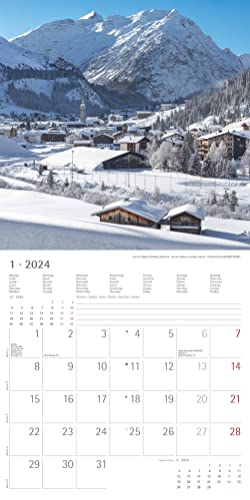 Alpen 2024 - Brochure Calendar 30 x 30 cm (30 x 60 Open) - Calendar with Space for Notes - The Alps - Picture Calendar - Wall Planner - Nature Calendar