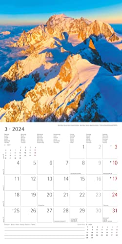 Alpen 2024 - Brochure Calendar 30 x 30 cm (30 x 60 Open) - Calendar with Space for Notes - The Alps - Picture Calendar - Wall Planner - Nature Calendar