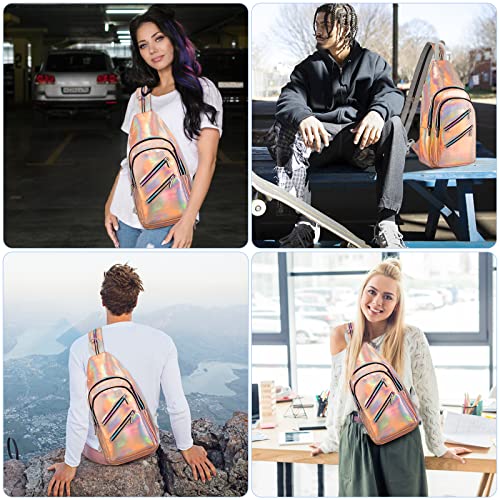 LOVEVOOK Holographic Sling Bag for Women, Laser Reflective Sling Backpack Small Crossbody Bag Shoulder&Chest Daypack