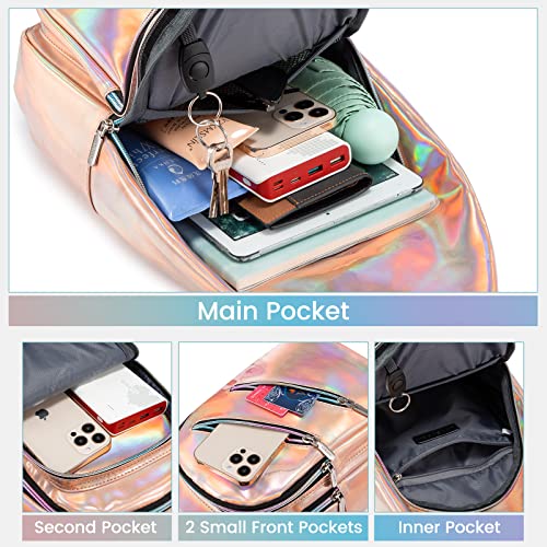 LOVEVOOK Holographic Sling Bag for Women, Laser Reflective Sling Backpack Small Crossbody Bag Shoulder&Chest Daypack