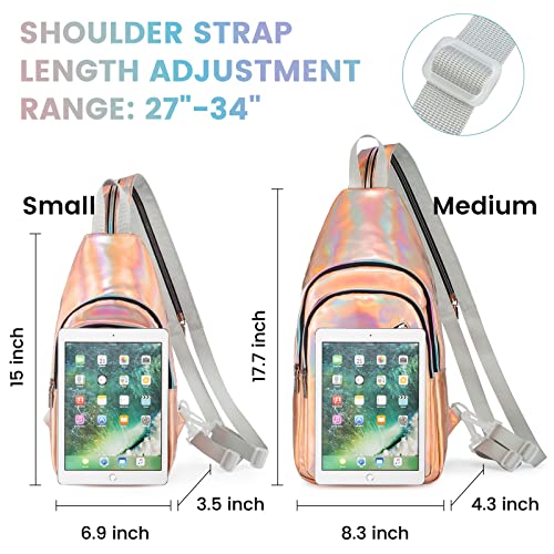 LOVEVOOK Holographic Sling Bag for Women, Laser Reflective Sling Backpack Small Crossbody Bag Shoulder&Chest Daypack