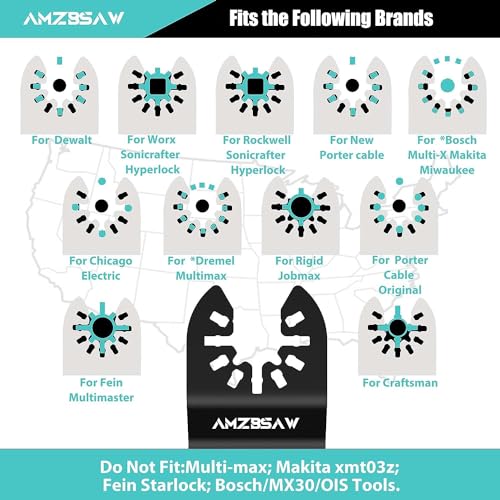 AMZBSAW 52 PCS Oscillating Saw Blades, New Premium Universal Multitool Blades for Wood Metal and Plastic, Quick Release Multi Tool Blades Kits Fit Dewalt Bosch Worx Milwaukee Makita Wen Ryobi