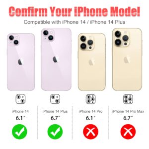 AGVEE 3+3 for iPhone 14 6.1" / 14 Plus 6.7" Camera Lens Protector, Bling Diamond & Bling Glitter Metal Ring 9H Tempered HD Glass Camera Protector Cover Film, Bling-Purple