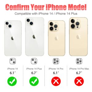 AGVEE 3+3 for iPhone 14 6.1" / 14 Plus 6.7" Camera Lens Protector, Bling Diamond & Bling Glitter Metal Ring 9H Tempered HD Glass Camera Protector Cover Film, Bling-Silver