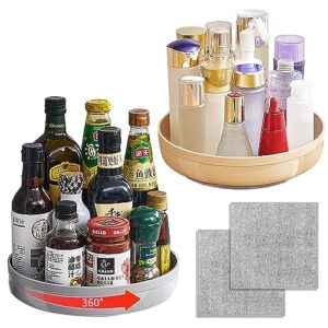 sysmashing lazy susan turntable plastic spinner for kitchen,bathroom,pantry,fridge etc,fully rotating organizer for food,two colors 9.8 inches round 2pcs,2pcs bamboo charcoal fiber dishcloth