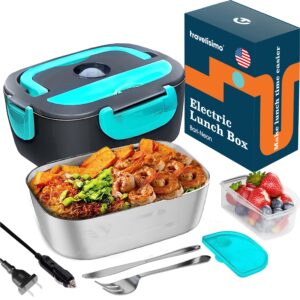 travelisimo electric lunch box for adults 80w, fast portable heated lunch box 12/24/110v 1.5l food warmer lunch box, leakproof, ss container, for car truck work, loncheras para hombres de trabajo