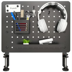 g-pack pro clamp-on desk pegboard, standing desk accessories for office, gaming desk organizer, privacy panel for desk, work desk organizer, 16.5 x 12.5-inch, s1 black