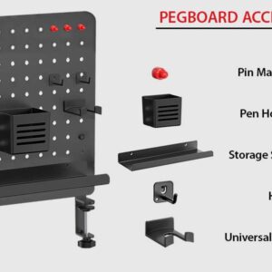 G-PACK PRO Clamp-on Desk Pegboard, Standing Desk Accessories for Office, Gaming Desk Organizer, Privacy Panel for Desk, Work Desk Organizer, 16.5 x 12.5-inch, S1 Black